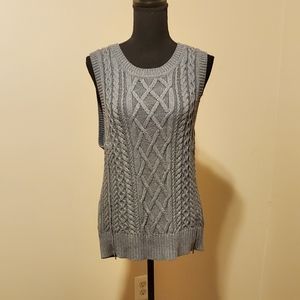 Ost Grey Cable Knit Dual Zipper Sweater Vest